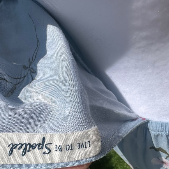 Blue Ruched Maxi Sundress with Flutter Cap Sleeves - Picture 5 of 6